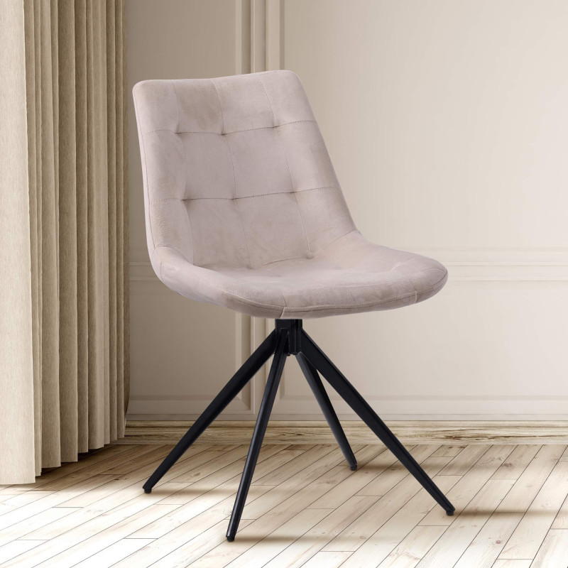 Chaise de salle à manger en velours Merna crème