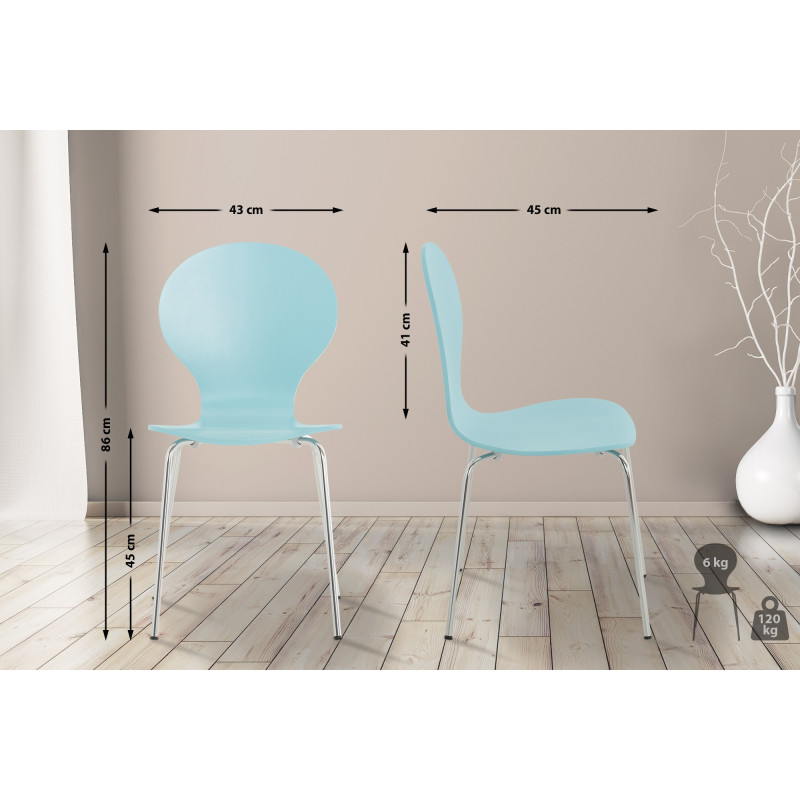 Set 2x Sedie Impilabili Diego in Legno Robusto azzurro