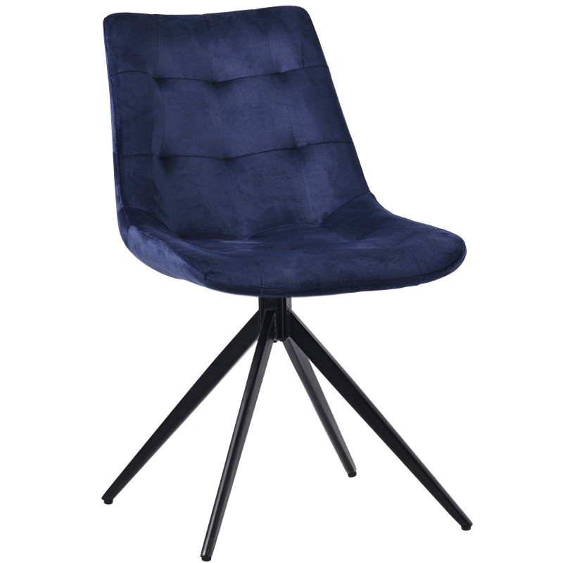 Chaise de salle à manger en velours Merna bleu foncé