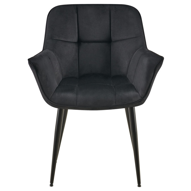 Chaise de salle à manger en velours Roseville noir