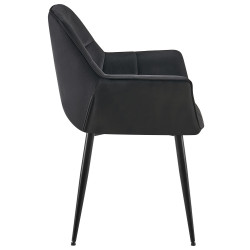 Chaise de salle à manger en velours Roseville noir