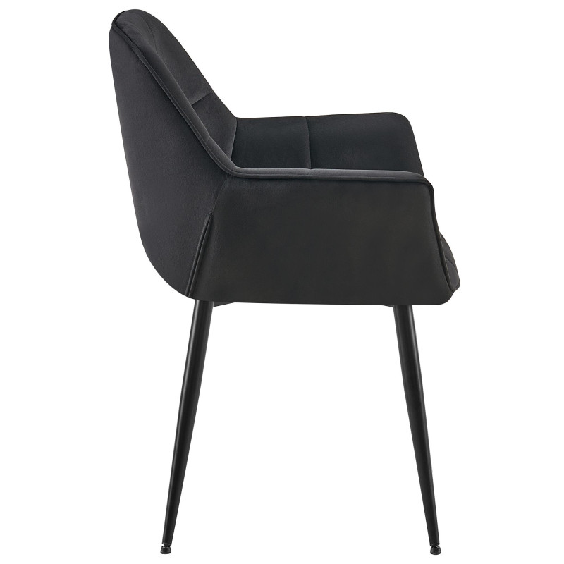 Chaise de salle à manger en velours Roseville noir