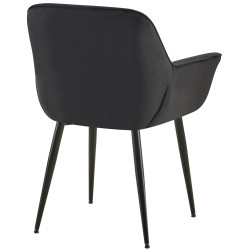 Chaise de salle à manger en velours Roseville noir