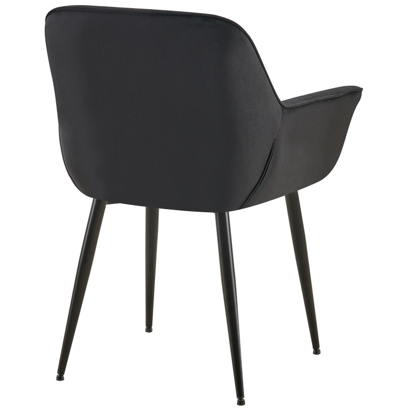 Chaise de salle à manger en velours Roseville noir