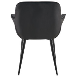 Chaise de salle à manger en velours Roseville noir