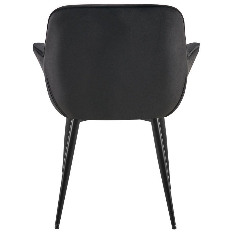 Chaise de salle à manger en velours Roseville noir