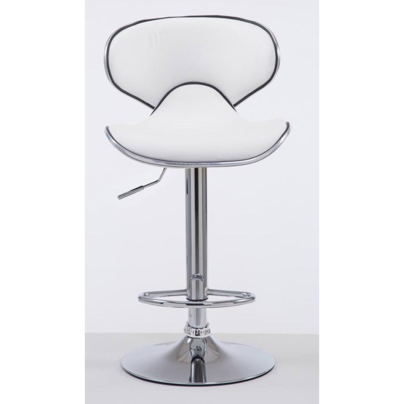 Lot de 2 tabourets de bar Las Vegas V2 simili cuir chromé blanc