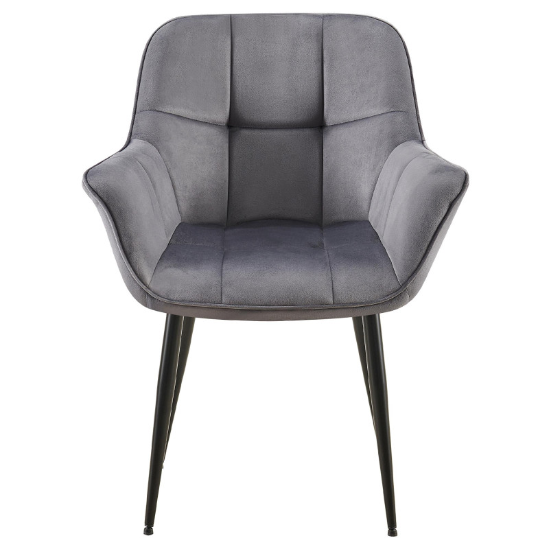 Chaise de salle à manger en velours Roseville gris foncé