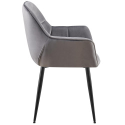 Chaise de salle à manger en velours Roseville gris foncé