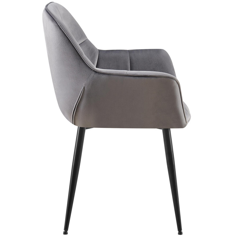 Chaise de salle à manger en velours Roseville gris foncé