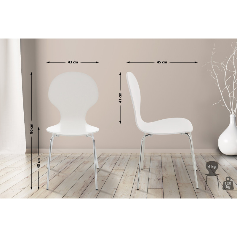 Lot de 4 chaises visiteurs Diego en blanc