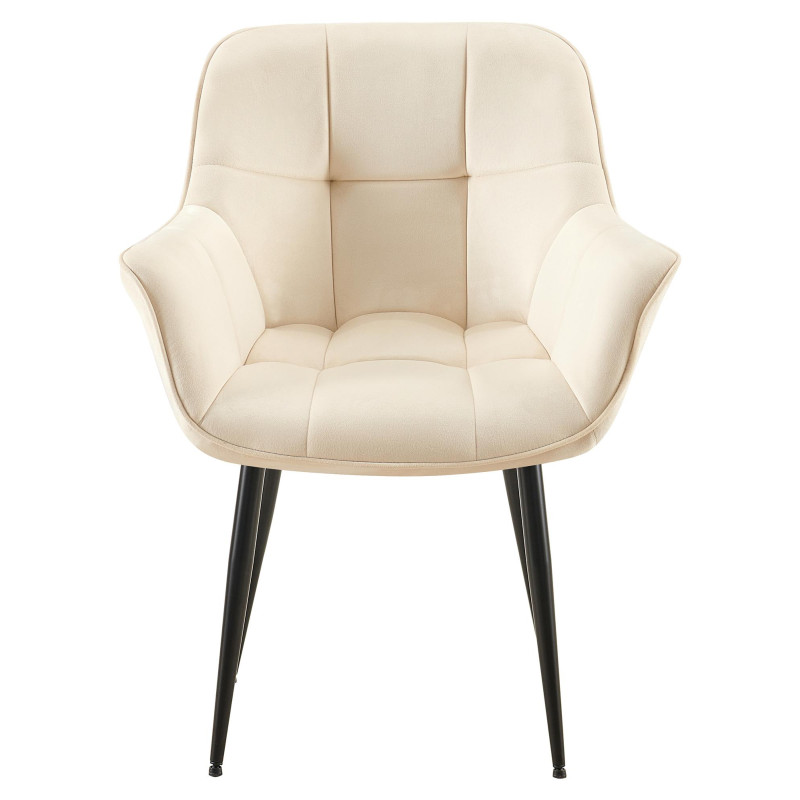 Chaise de salle à manger en velours Roseville crème