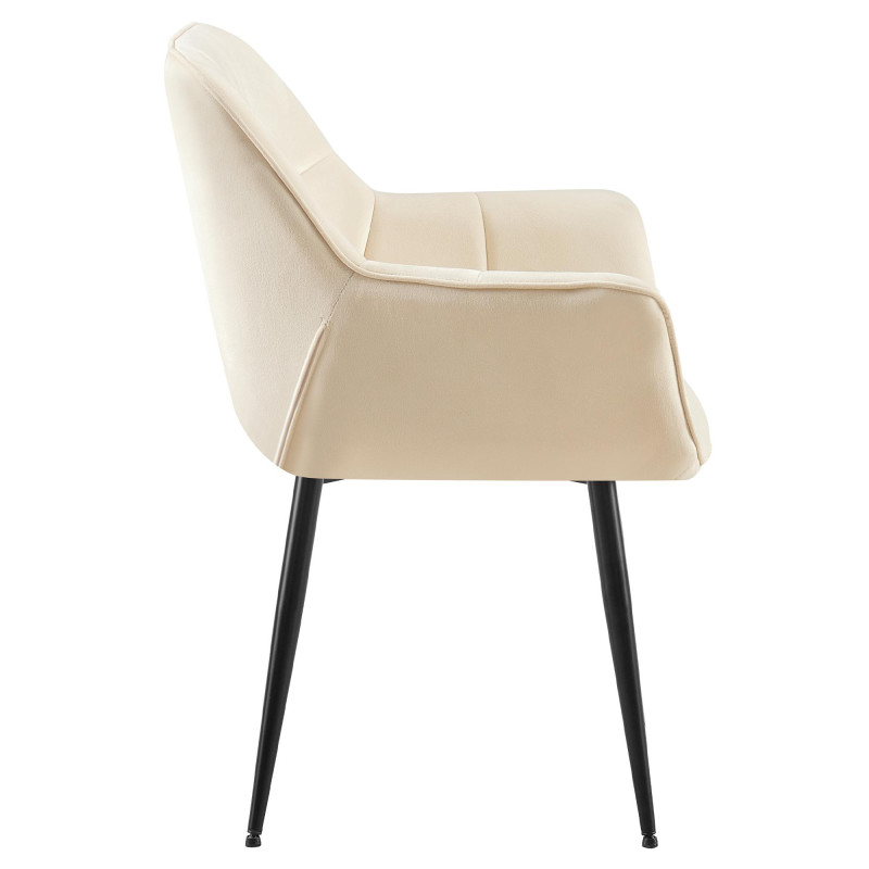 Chaise de salle à manger en velours Roseville crème