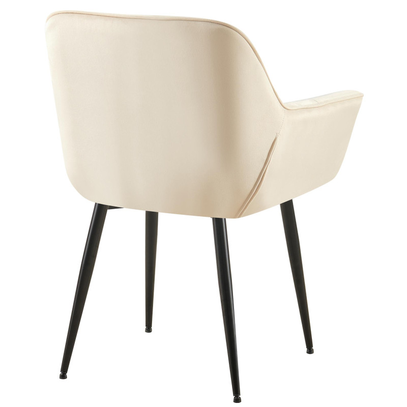 Chaise de salle à manger en velours Roseville crème