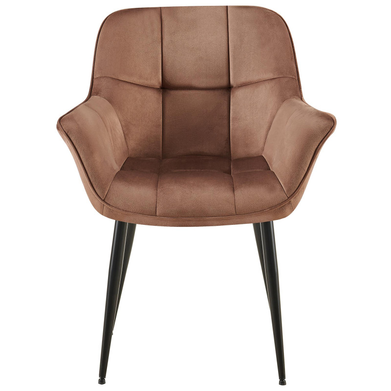 Chaise de salle à manger en velours Roseville brun