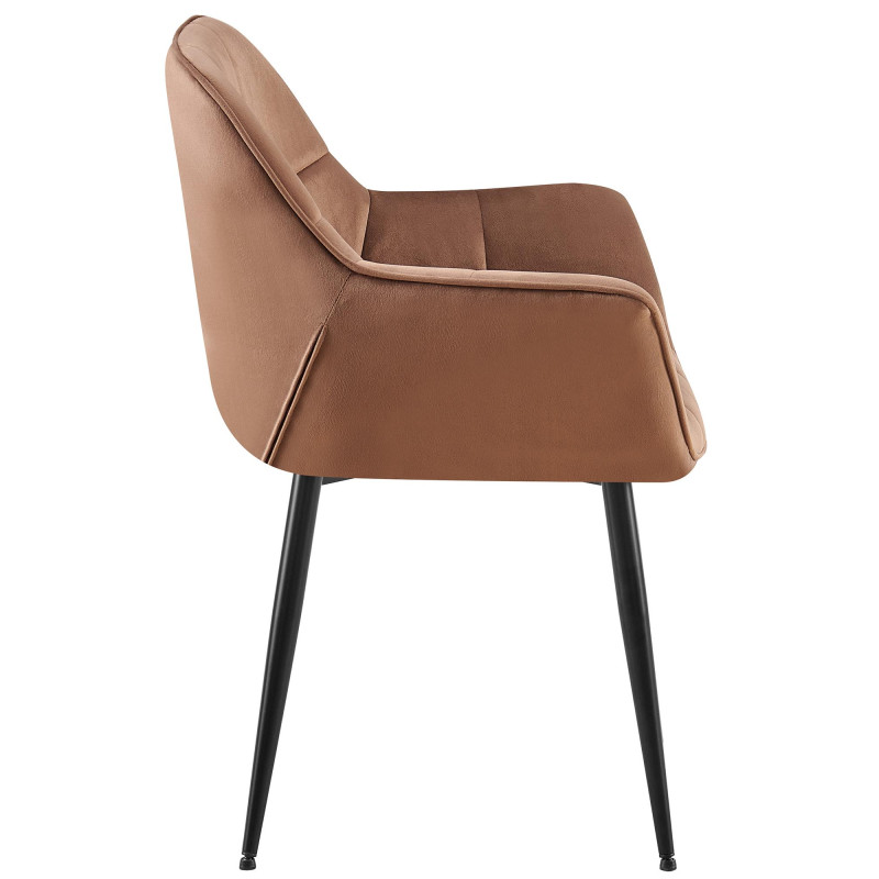 Chaise de salle à manger en velours Roseville brun
