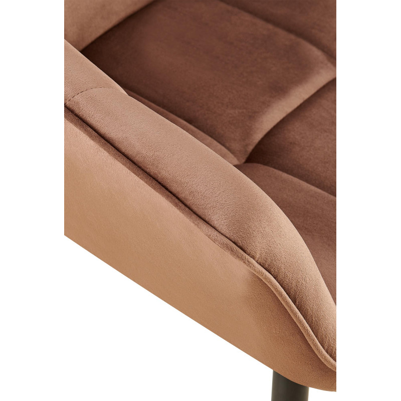 Chaise de salle à manger en velours Roseville brun