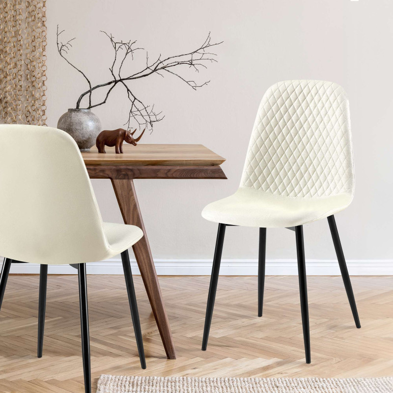 Lot de 4 chaises Giverny tissu crème