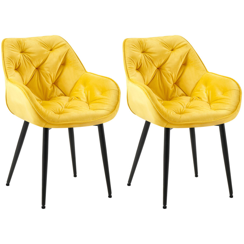 Lot de 2 chaises Tanna velours jaune