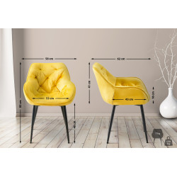 Lot de 2 chaises Tanna velours jaune