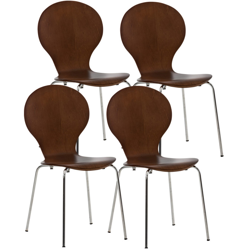 Set 4 Sedie Impilabili Diego in Legno Robusto marrone
