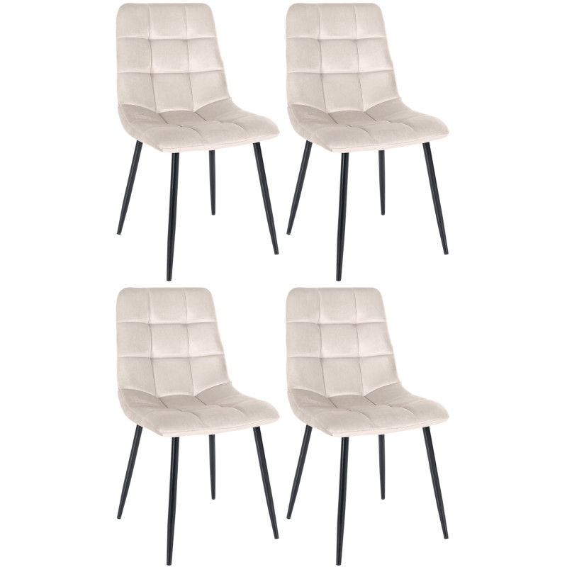Lot de 4 chaises de salle à manger Tilde velours crème