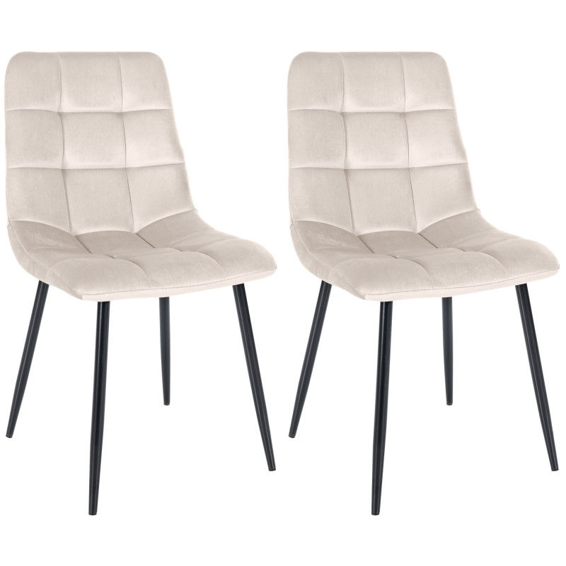 Lot de 2 chaises de salle à manger Tilde velours crème