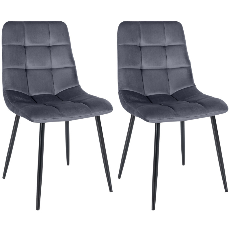 Lot de 2 chaises de salle à manger Tilde velours gris foncé