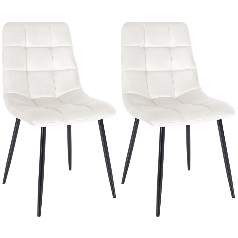 Lot de 2 chaises de salle à manger Tilde velours blanc crème