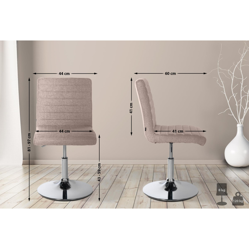 Lot de 2 chaises de salle à manger tissu Elvas taupe