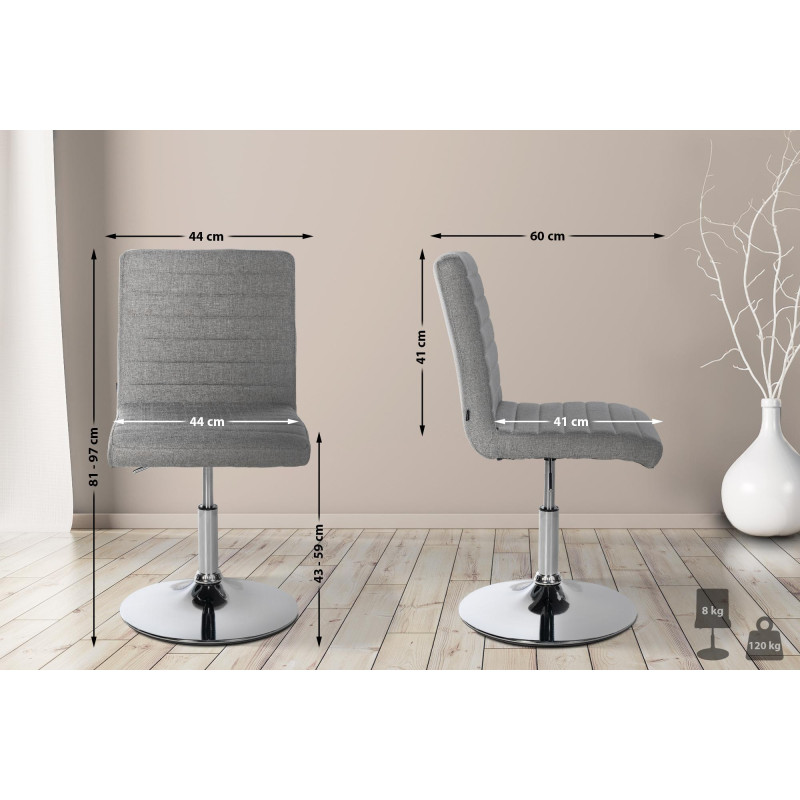 Lot de 2 chaises de salle à manger tissu Elvas gris