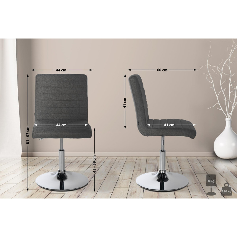 Lot de 2 chaises de salle à manger tissu Elvas gris foncé
