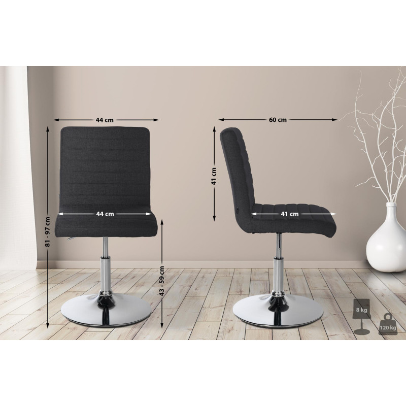 Lot de 2 chaises de salle à manger tissu Elvas noir