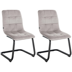 Lot de 2 chaises de salle à manger en velours Vermont gris