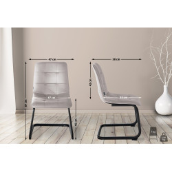 Lot de 2 chaises de salle à manger en velours Vermont gris