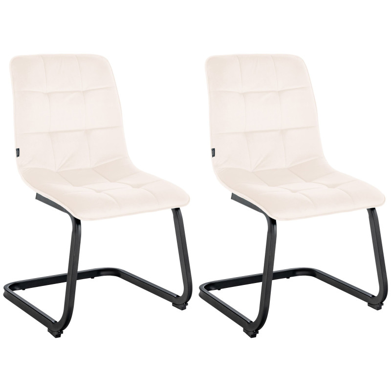 Lot de 2 chaises de salle à manger en velours Vermont crème