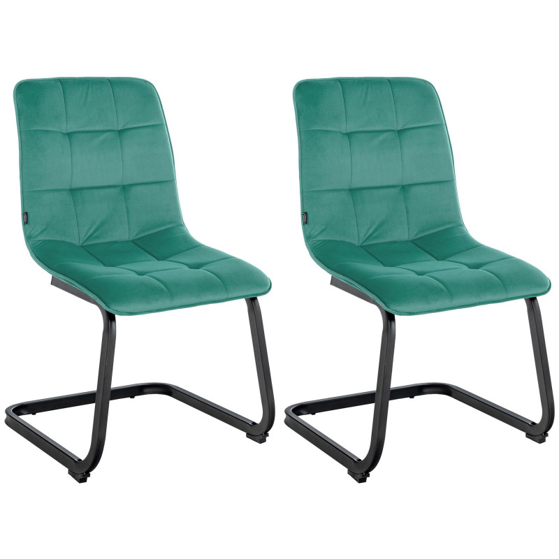 Lot de 2 chaises de salle à manger en velours Vermont vert