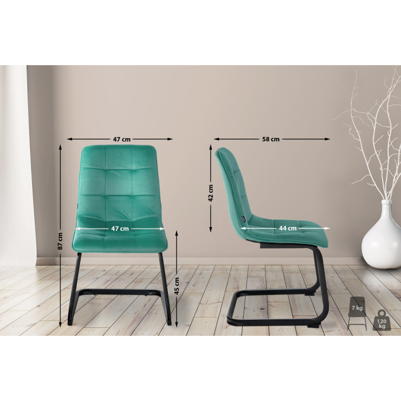 Lot de 2 chaises de salle à manger en velours Vermont vert