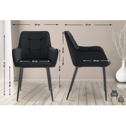 Chaise de salle à manger en velours Ferndale noir