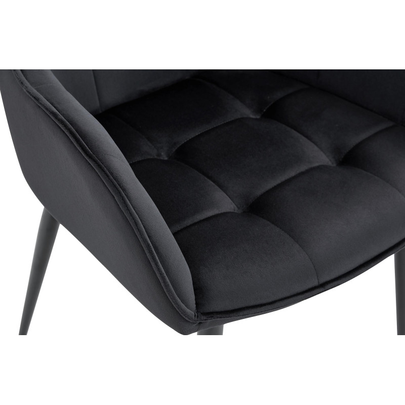 Chaise de salle à manger en velours Ferndale noir