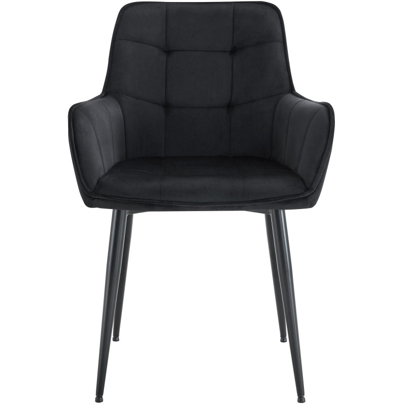 Chaise de salle à manger en velours Ferndale noir