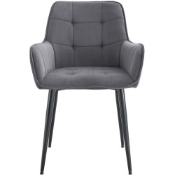 Chaise de salle à manger en velours Ferndale gris foncé