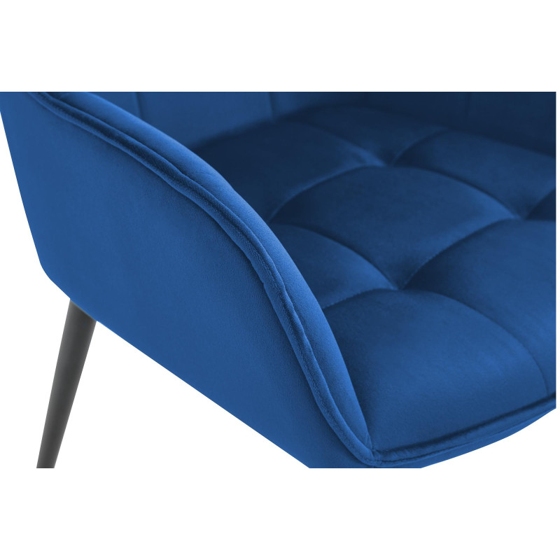 Chaise de salle à manger en velours Ferndale bleu foncé