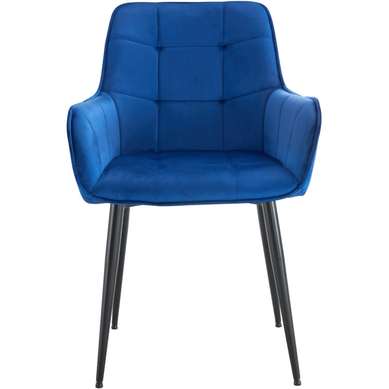 Chaise de salle à manger en velours Ferndale bleu foncé