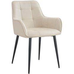 Chaise de salle à manger en velours Ferndale crème