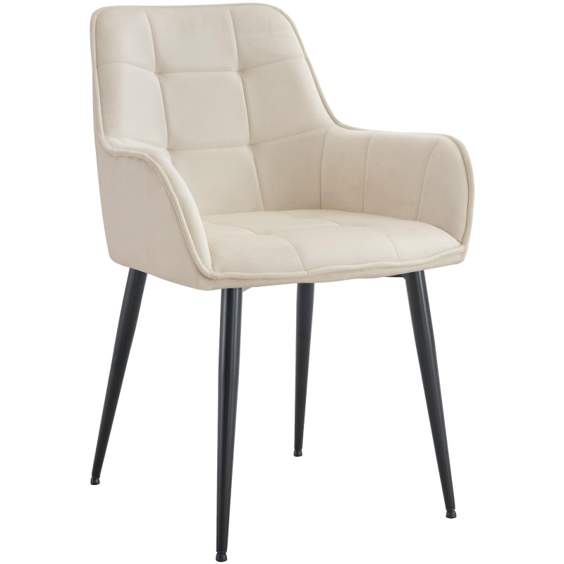Chaise de salle à manger en velours Ferndale crème
