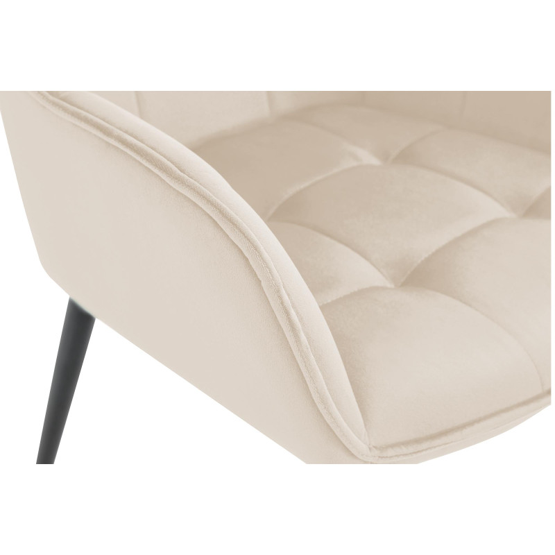 Chaise de salle à manger en velours Ferndale crème