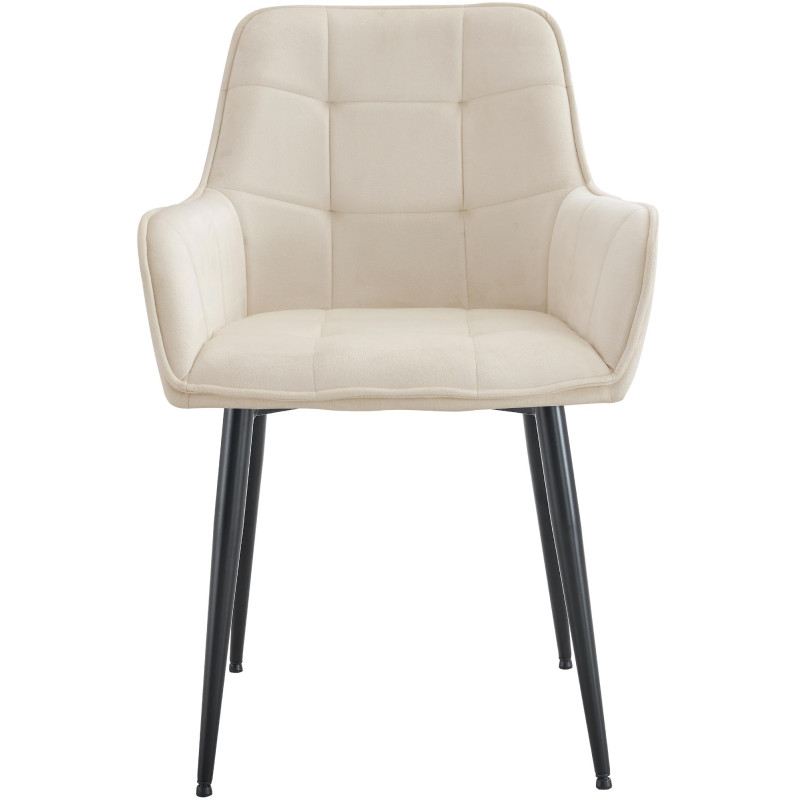 Chaise de salle à manger en velours Ferndale crème