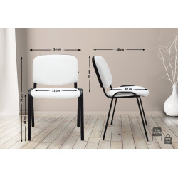 Fauteuil visiteur Ken en similicuir blanc