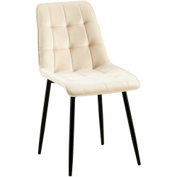 Chaise de salle à manger en velours Gifford crème
